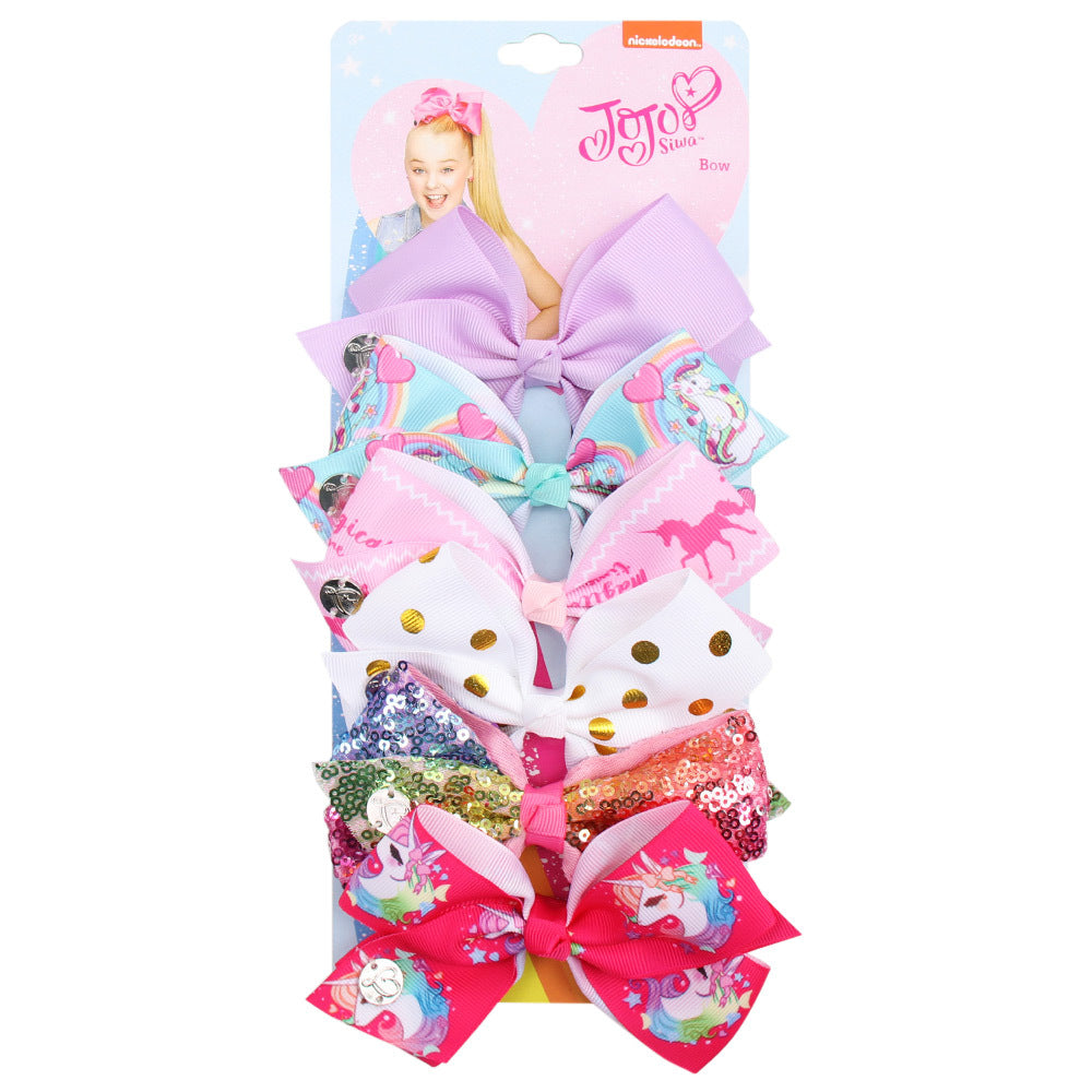 Wholesale 5-inch  bow hairpin set 6-color one-card children' s hairpin headdress